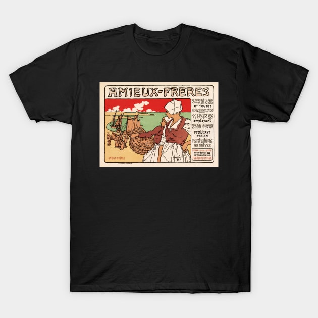 AMIEUX FRERES SARDINES 1899 Vintage French Employment Poster Advertisement T-Shirt by vintageposters